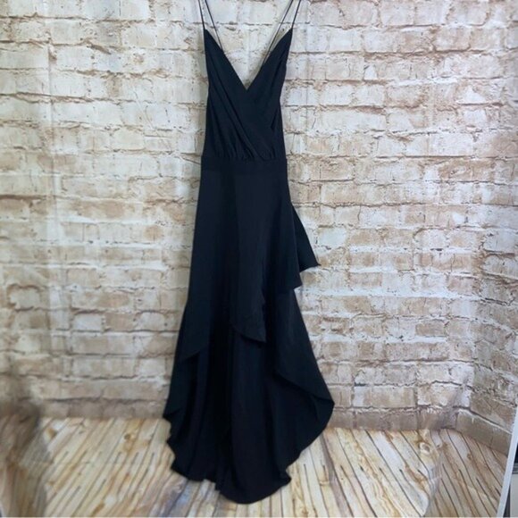Amanda Uprichard Kiana Black Dress 100% Silk High Low Dress Size Small - Picture 2 of 7